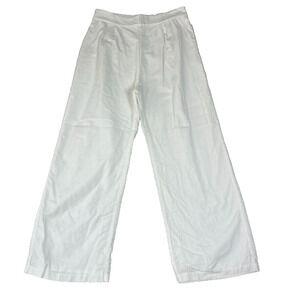 Abercrombie and Fitch Pants Womens Medium White Wide Leg Front Pleats Pull on